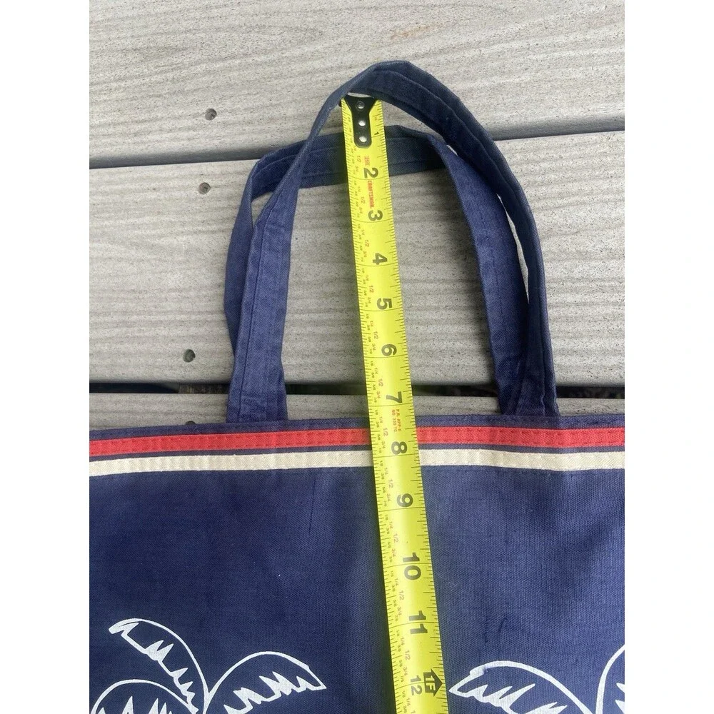 Vintage Florida Beach Tote Bag Navy Palm Trees Travel Souvenir Zip Pocket USA